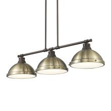 Golden 3602-3LP RBZ-AB - Yep by Golden Lighting Duncan 3-light Island Light in Rubbed Bronze and Aged Brass shade